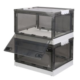 2 Packs Foldable Storage Bins Collapsible Storage Box Organizer Stackable Toy Container with Double Doors Top Lid Rolling Wheels for Clothes Toys Book (Option: 2PcsStorageBinsBN2PcsStorageBinsBN56L)