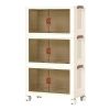 3Pcs Foldable Storage Bins with Lid Front Magnetic Door Collapsible Stackable Closet Organizer Containers with 4Pcs 360otatable Wheels 8Pcs Small W