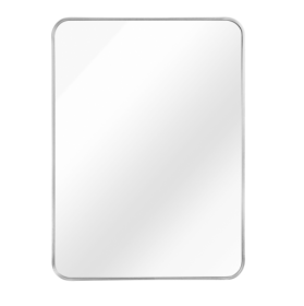 24x36 Inch Silver Metal Framed Rectangular Bathrrom Mirror For Wall (Color: Silver)