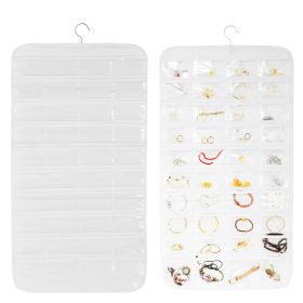 2Pcs Hanging Jewelry Organizer Earring Necklace Bracelet Holder Double-sided 80 Pockets Accessory Storage Pocket (Option: JewelryOrganizerWhiteJewelryOrganizerWhite)