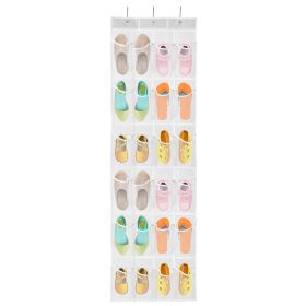 Over the Door Shoes Rack 24-Mesh-Pocket Organizer 6-Layer Hanging Storage Shelf for Shoes Slippers Small Toys Closet Cabinet (Option: ShoeOrganizerWhiteShoeOrganizerWhite)