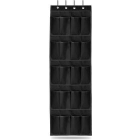 Over the Door Shoes Rack 20-Pocket Organizer 5-Layer Hanging Storage Shelf for Kids Shoes Closet Cabinet Slippers Small Toys (Option: 20PocketShoeOrganizerBlack20PocketShoeOrganizerBlack)