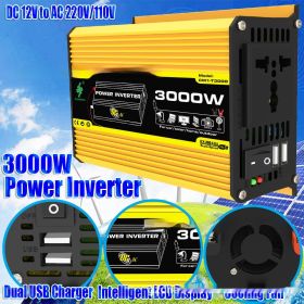 Inverter 12V To 220V110V3000W Vehicle Solar Power Conversion Inverter Off-grid High Frequency Correction (Option: Yellow Style-220V-300w)