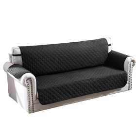 Reversible Sofa Cover Chair Loveseat Couch Microfiber Slipcover Cushion Furniture Protector Shield Water-Resistant w/ Elastic Strap for Kids Pet Dog C (Option: SofaCover3SSofaCover3SBlack)