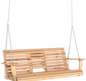 Wooden Swing Bench Heavy Duty Steel Chains 59 W X 29.5 D High Backrest, 440lbs Capacity, Natural (Option: Natural color)