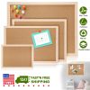Notice Cork Board Double Sided Bulletin Board w/ Wood Frame Pushpin Hangers Hemp Rope for School Home Office Shop