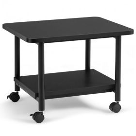 Under Desk Printer Stand With Storage Shelf And Lockable Wheels (Color: Black)
