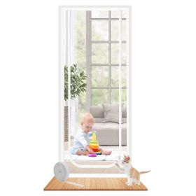 Mesh Door Screen Enhanced Scratch-Proof Heavy Duty Pet Proof Screen with Double Sided Zipper for Home Bedroom Living Room Kitchen (Option: ScreenDoor80ScreenDoor80210CM)