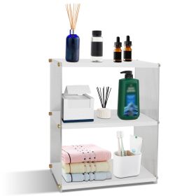 3-Tier Acrylic Countertop Organizer Bathroom Wood Counter Storage Rack Standing Vanity Cosmetics Shelf Cup Holder Desk Display Shelves (Option: OrganizerWhiteOrganizerWhite)
