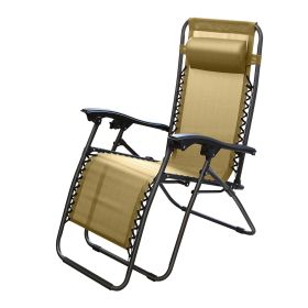 Zero Gravity Lounge Chair 330lbs Load Foldable Recliner Chair w/ Stress Relief Pillow Patio Poolside Beach Lying Chair (Option: ZeroGravityChairTan1PCZeroGravityChairTan1PC)