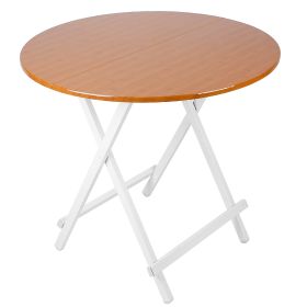 31.5in Round High Top Folding Table 2.6FT Iron Bar Foldable Wooden Dining Desk w/ 4 Anti-Slip Stoppers Bamboo Walnut For Dinner Snack Coffee Laptop (Option: HighTopTableBambooHighTopTableBamboo)