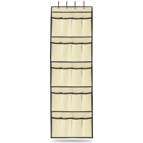 Over the Door Shoes Rack 20-Pocket Organizer 5-Layer Hanging Storage Shelf for Kids Shoes Closet Cabinet Slippers Small Toys (Option: 20PocketShoeOrganizerBeige20PocketShoeOrganizerBeige)