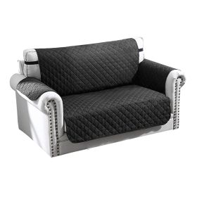 Reversible Sofa Cover Chair Loveseat Couch Microfiber Slipcover Cushion Furniture Protector Shield Water-Resistant w/ Elastic Strap for Kids Pet Dog C (Option: SofaCover2SSofaCover2SBlack)