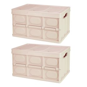 2Pcs 30L Collapsible Storage Bins With Dustproof Lid Waterproof Interior Bag Handle Stackable Storage Box Container Utility Organizer Crate For Campin (Option: 2PcsBins30L2PcsBins30LKhaki)