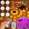 3.28FT Spider Web Light with Hairy Spider 70LED Battery Powered Remote Control 8 Lighting Modes Glowing Outdoor Indoor Wall Halloween Decoration
