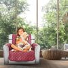 Reversible Sofa Cover Chair Loveseat Couch Slipcover Microfiber Cushion Furniture Protector Shield Water-Resistant w/ Elastic Strap for Kids Pet Dog C