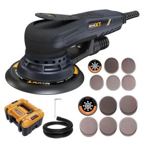 Electric 5mm Random Orbital Sander With Tool Case, Variable Speed Palm Sander With Brushless Motor, 5&6Inch Sanding Pads, Sanders For Woodworking (Option: Orange black)