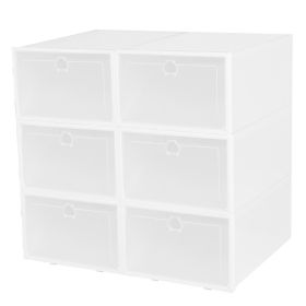 6Pcs Collapsible Shoe Box Stackable Shoe Storage Bin Transparent Dustproof PP Shoe Organizer Container (Option: StorageBoxWhiteStorageBoxWhite)