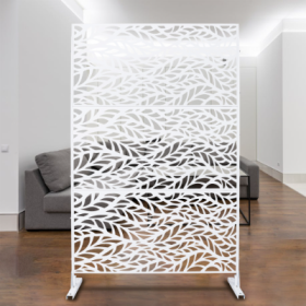 Outdoor  Indoor Privacy Screen Metal Privacy Screen 76 Hx48 W  Freestanding Decorative Privacy Screen For Deck Balcony Patio, Privacy Fence Panel (Color: White)