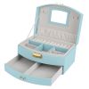 2-Layer Jewelry Box for Women Girls Lockable Leather Jewelry Organizer Jewelry Travel Case for Rings Earrings Necklaces Bracelets