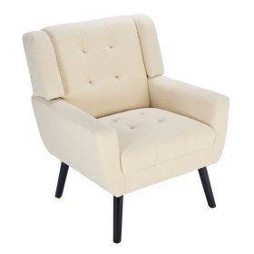 Modern Soft Teddy Material Ergonomics Accent Chair Living Room Chair Bedroom Chair Home Chair With B (Color: White)
