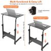31.5x15.74x35in Mobile Laptop Desk Height Adjustable Rolling Wheels 88LBS Load Standing Table Sofa Bed Side Desk Cart Home Office Use