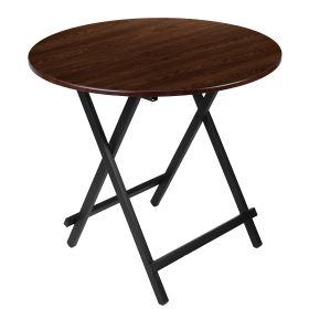 31.5in Round High Top Folding Table 2.6FT Iron Bar Foldable Wooden Dining Desk w/ 4 Anti-Slip Stoppers Bamboo Walnut For Dinner Snack Coffee Laptop (Option: HighTopTableWalnutHighTopTableWalnut)