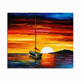 Frameless Abstract Sailing Seascape DIY Painting Handpainted Picture Painting On Canvas For Living Room Wall Artwork (size: 75x150cm)