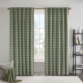 Plaid Rod Pocket and Back Tab Curtain Panel with Fleece Lining (Color: as Pic)