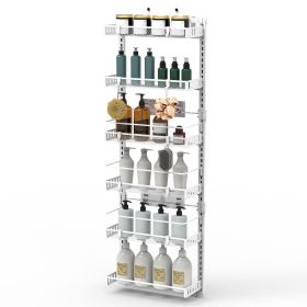 Over The Door Pantry Organizer 6-Tier Pantry Door Organizer Carbon Steel 110LBS Loading Easy Install Behind Door Storage For Closet Kitchen Bathroom 5 (Option: Organizer6TierOrganizer6TierWhite)