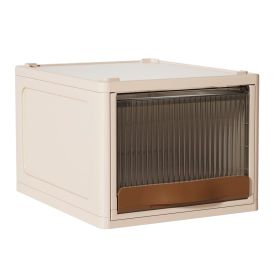 16.5L Stackable Storage Bin Plastic Drawer with Lid Closet Organizer Two Ways Opening Storage Box for Closet Kitchen Living Room Bedroom (Option: StorageBinLStorageBinLWhite)