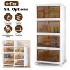 4-Tier Foldable Storage Bins with Lid Front Magnetic Door Collapsible Stackable Closet Organizer Containers with 4Pcs 360otatable Wheels
