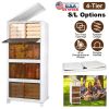 4-Tier Foldable Storage Bins with Lid Front Magnetic Door Collapsible Stackable Closet Organizer Containers with 4Pcs 360otatable Wheels