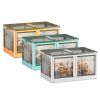 3Pcs Foldable Storage Bins with Lid 4 Doors Collapsible Stackable Closet Organizer Containers with Lock 4Pcs Wheels