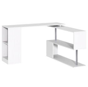 L-Shaped Desk 55 360 Rotating White Corner Computer Workstation With Storage (Color: White)