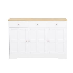 Fancy Design Kitchen Buffet Storage Cabinet With Arched Design - White Sideboard With Door (Color: White)