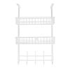 Over The Door Hooks Organizer Door Towel Rack Hanger 5 Hooks with 2 Metal Baskets for Bathroom Bedroom Kitchen Storage Shelf