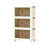3Pcs Foldable Storage Bins with Lid Front Magnetic Door Collapsible Stackable Closet Organizer Containers with 4Pcs 360otatable Wheels 8Pcs Small W