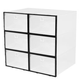 6Pcs Collapsible Shoe Box Stackable Shoe Storage Bin Transparent Dustproof PP Shoe Organizer Container (Option: StorageBoxBlackStorageBoxBlack)