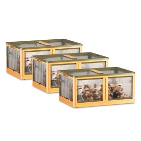 3Pcs Foldable Storage Bins with Lid 4 Doors Collapsible Stackable Closet Organizer Containers with Lock 4Pcs Wheels (Option: 3PcsBinsL3PcsBinsLYellow)