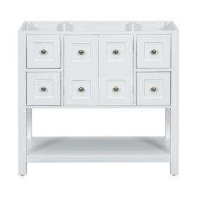 36  Bathroom Vanity Without Sink,Free Standing Vanity Set With 4 Drawers& Soft Closing Doors,Solid Wood Frame Bathroom Storage Cabinet Only (Color: White)