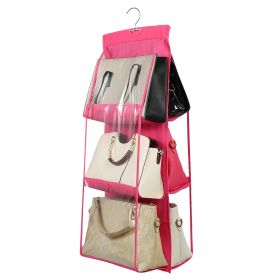 Hanging Handbag Organizer w/ 6 Pockets Closet Purse Storage Shelves Holder Hanging Shelf Bag (Option: HandBagOrganizerRoseHandBagOrganizerRose)