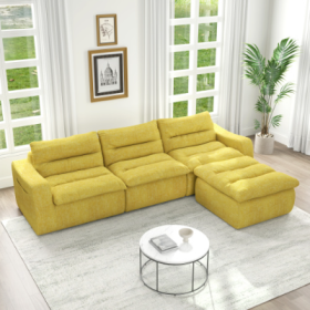 Right Sofa Seat, L-shaped Modular Combined Sofa, Compressed Combined Sofa, Modern Lazy Style Comfortable Beanbag Sofa (Color: Yellow)