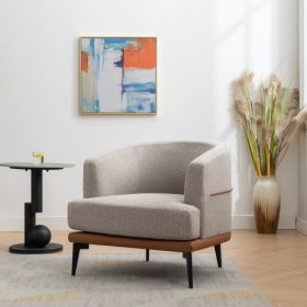 Modern Two-tone Barrel Fabric Chair, Upholstered Round Armchair For Living Room Bedroom Reading Room, Burnt Orange (Option: Burnt Orange)